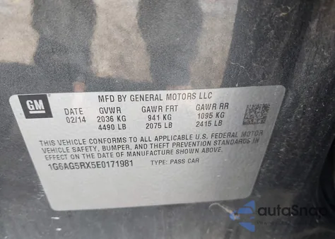 2014 Cadillac Ats Standard z USA, uszkodzony, nr VIN 1G6AG5RX5E0171981